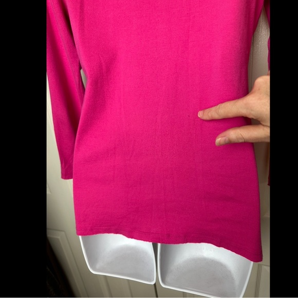 TORY BURCH Embroidered Shirt Top Blouse Pink Orange Brown Bid Front Tee Knit - Picture 5 of 9